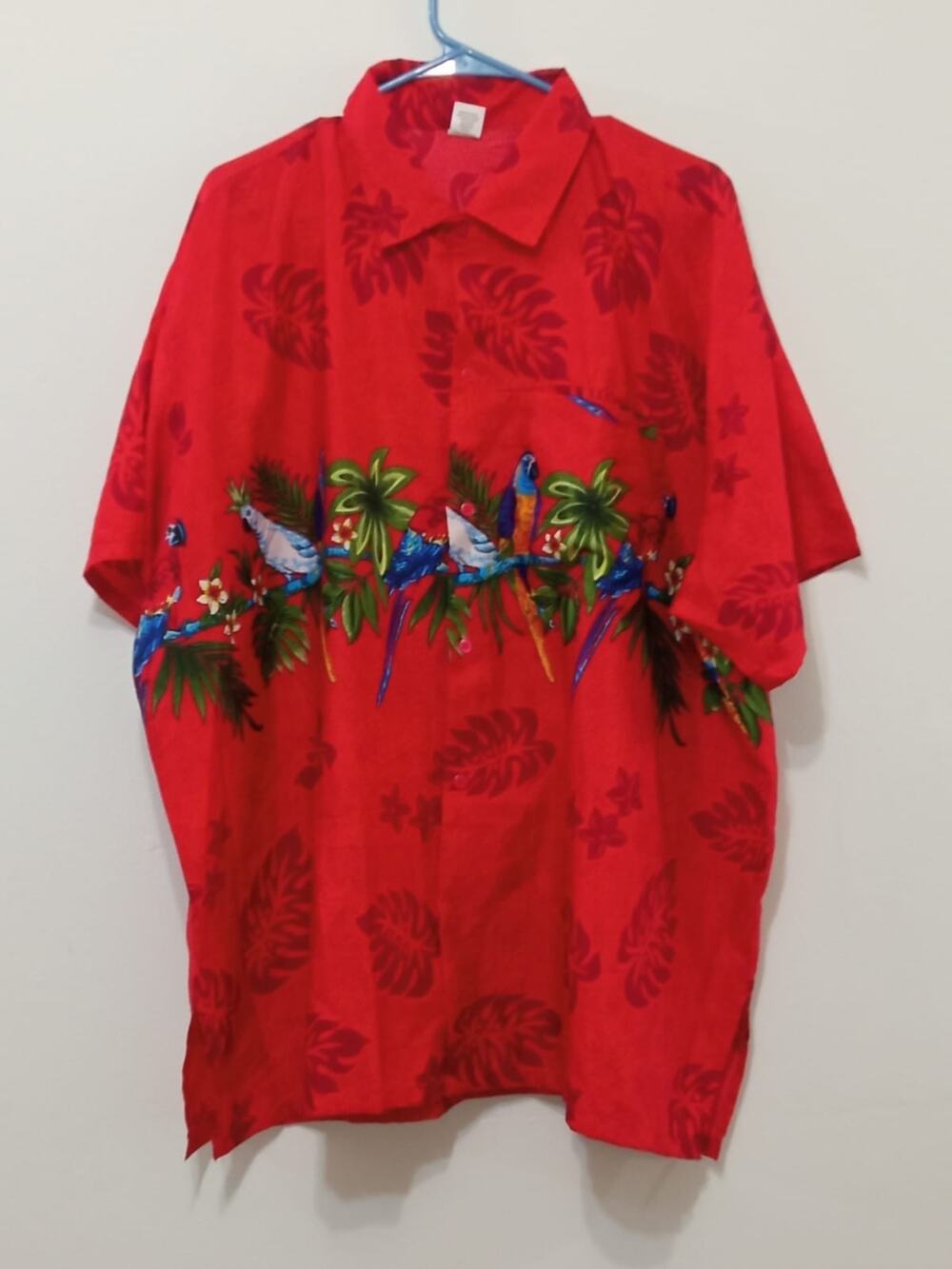 Adam Men's Shirt Button Down Parrots Red Retro 90's Size 2XL NWOT